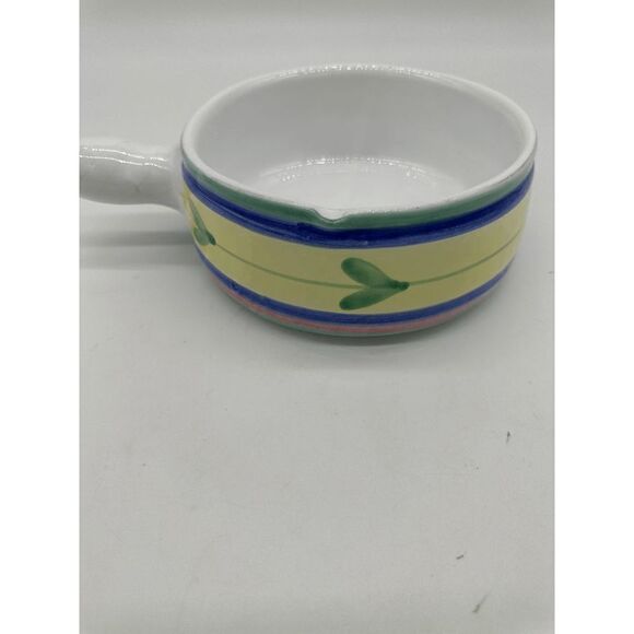 Caleca Italy Ceramic Bowl w/ Handle Hand Painted Dip or Soup Baking Bowl 9 x 3" - Picture 8 of 9